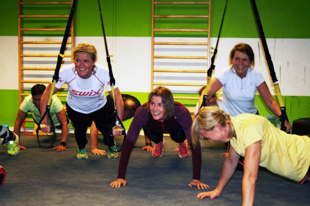 Trondhjems Skiklubs medlemmer driver styrketrening. Foto: Turrenn.net.